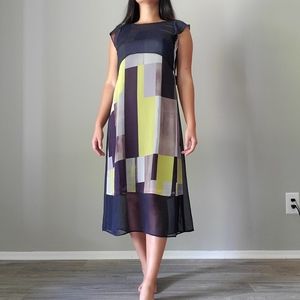 Elegant color block midi dress